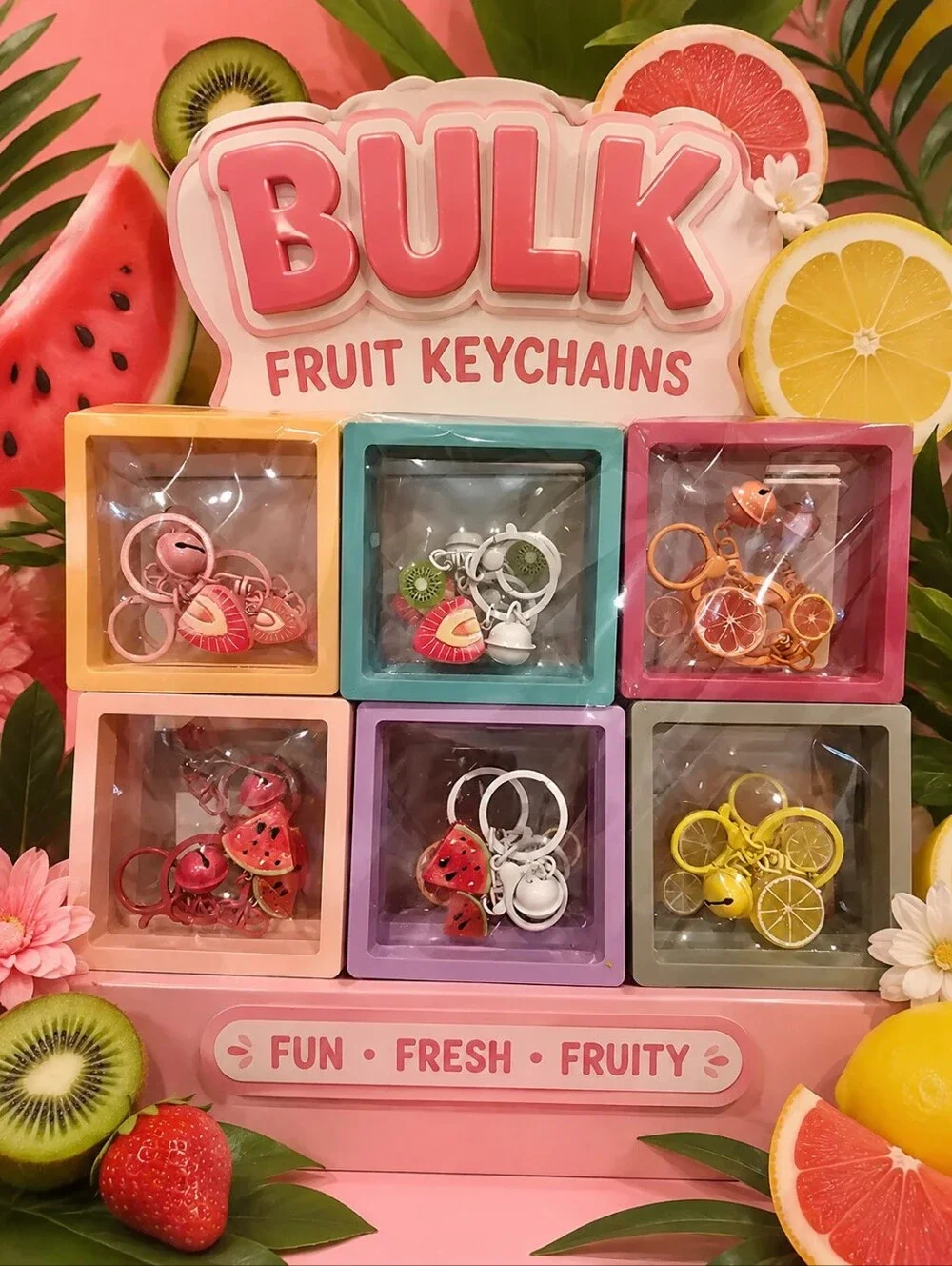 BULK Fruit Keychains & Floating Box - Picture 1 of 6